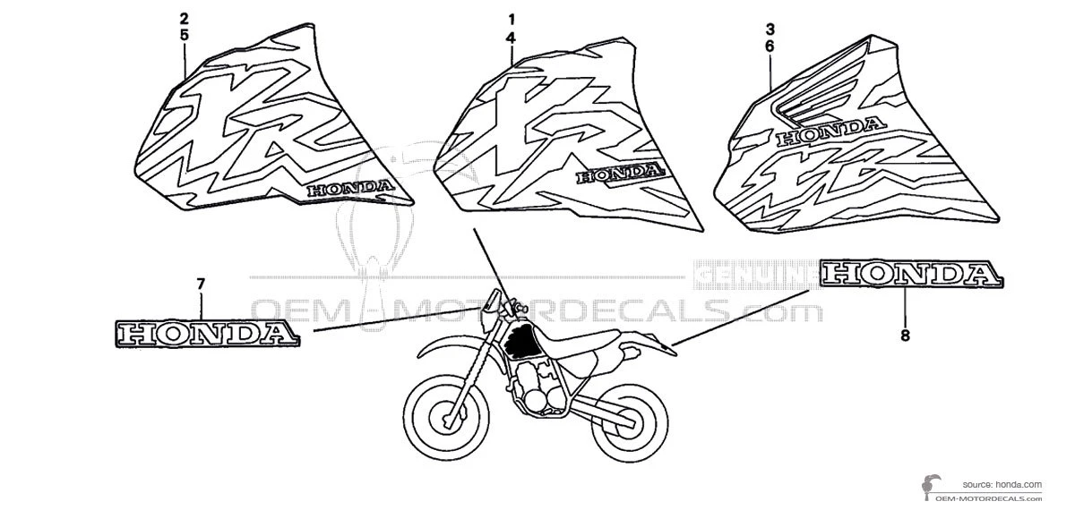 Aufkleber für Honda XR400R 1997 - Weiss • Honda OEM-Aufkleber