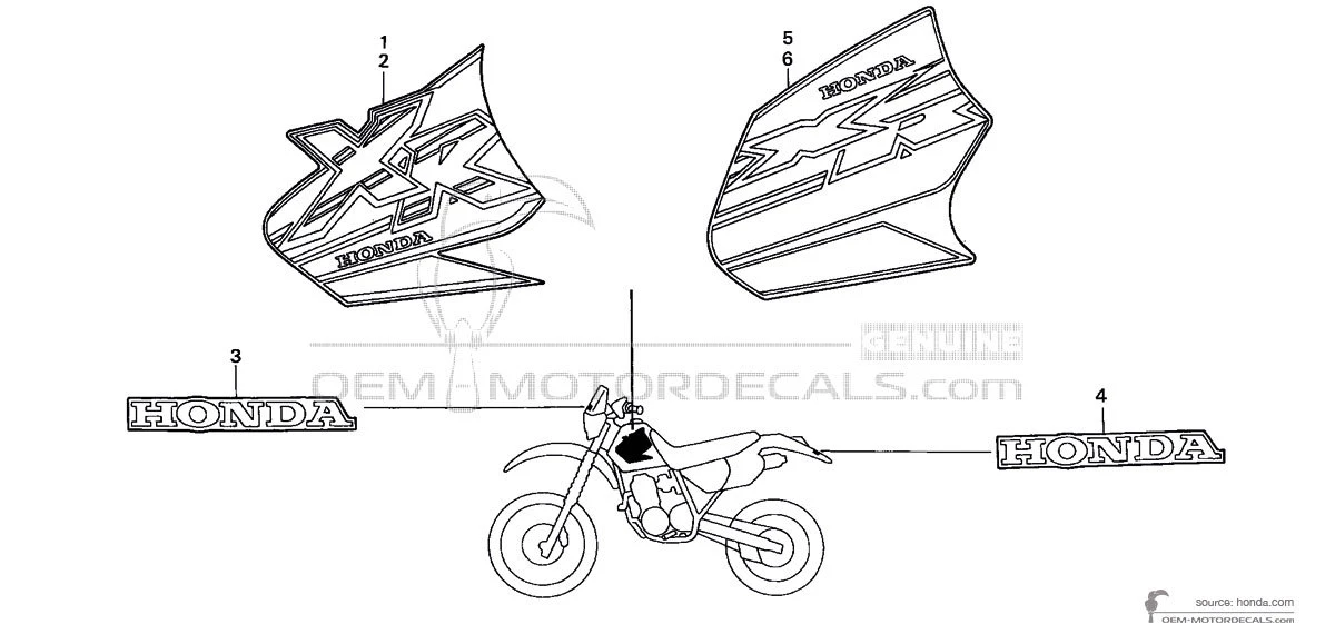 Aufkleber für Honda XR400R 2000 - Rot • Honda OEM-Aufkleber