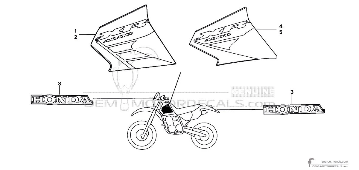 Decals for Honda XR400R 2003 - Red • Honda OEM Decals