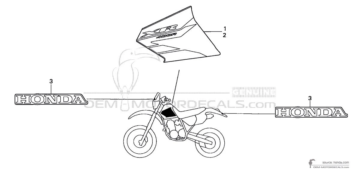 Adesivi per Honda XR400R 2004 - Rosso • Honda Adesivi OEM