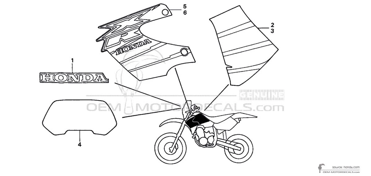 Aufkleber für Honda XR650R  2000 - Rot • Honda OEM-Aufkleber