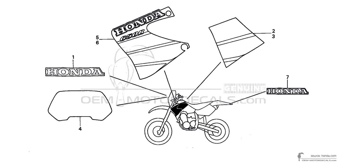 Adesivi per Honda XR650R 2001 - Rosso • Honda Adesivi OEM