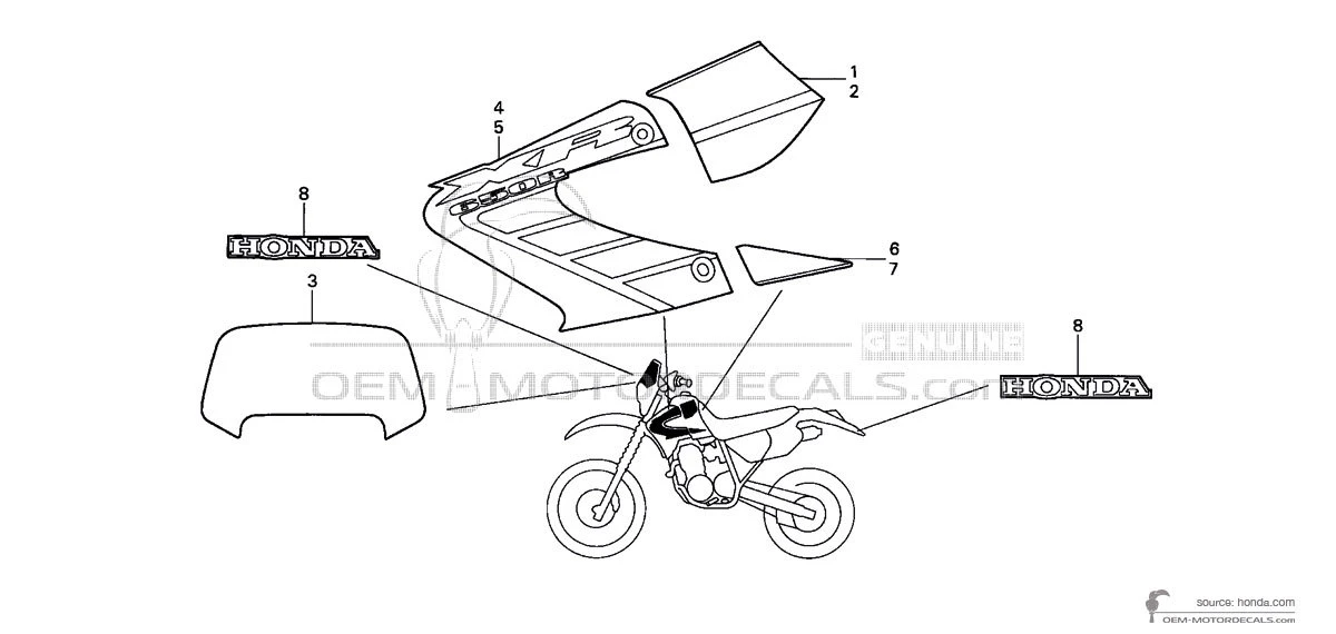 Decals for Honda XR650R  2002 - Red • Honda OEM Decals