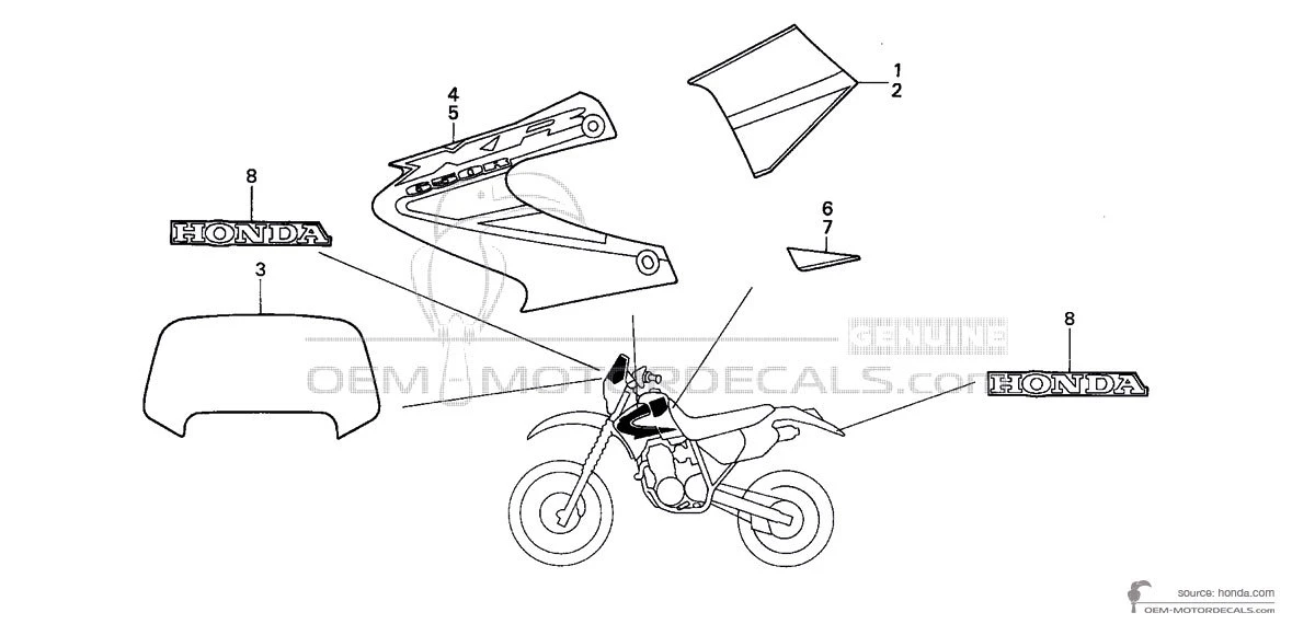 Aufkleber für Honda XR650R  2003 - Rot • Honda OEM-Aufkleber