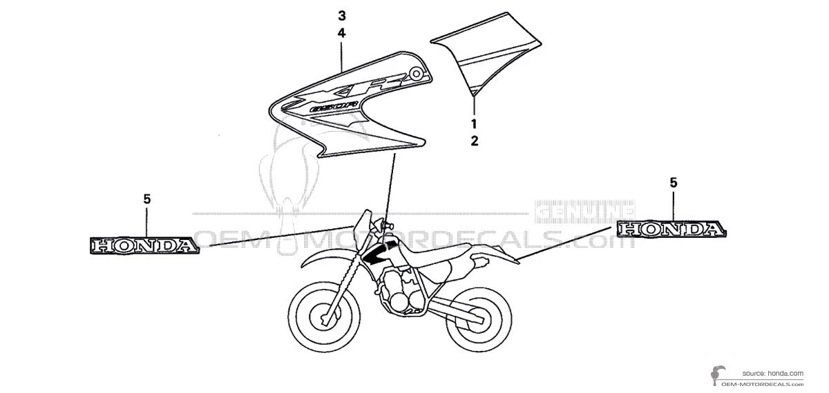 Naklejki do Honda XR650R 2005 - Czerwony • Honda Naklejki OEM