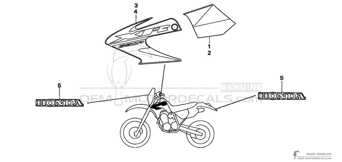 Autocollants pour Honda XR650R 2006 - Rouge • Honda Autocollants OEM