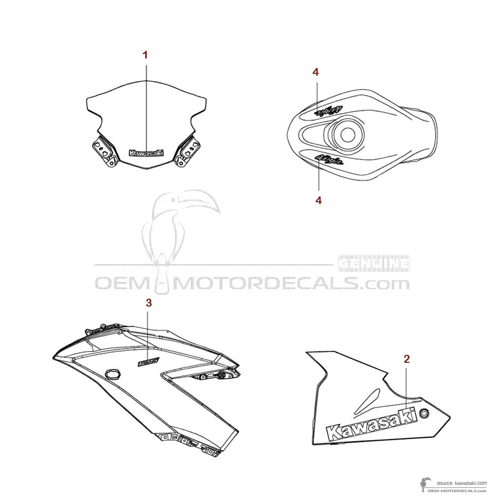 Naklejki do Kawasaki NINJA 125 2019 - Niebieski • Kawasaki Naklejki OEM