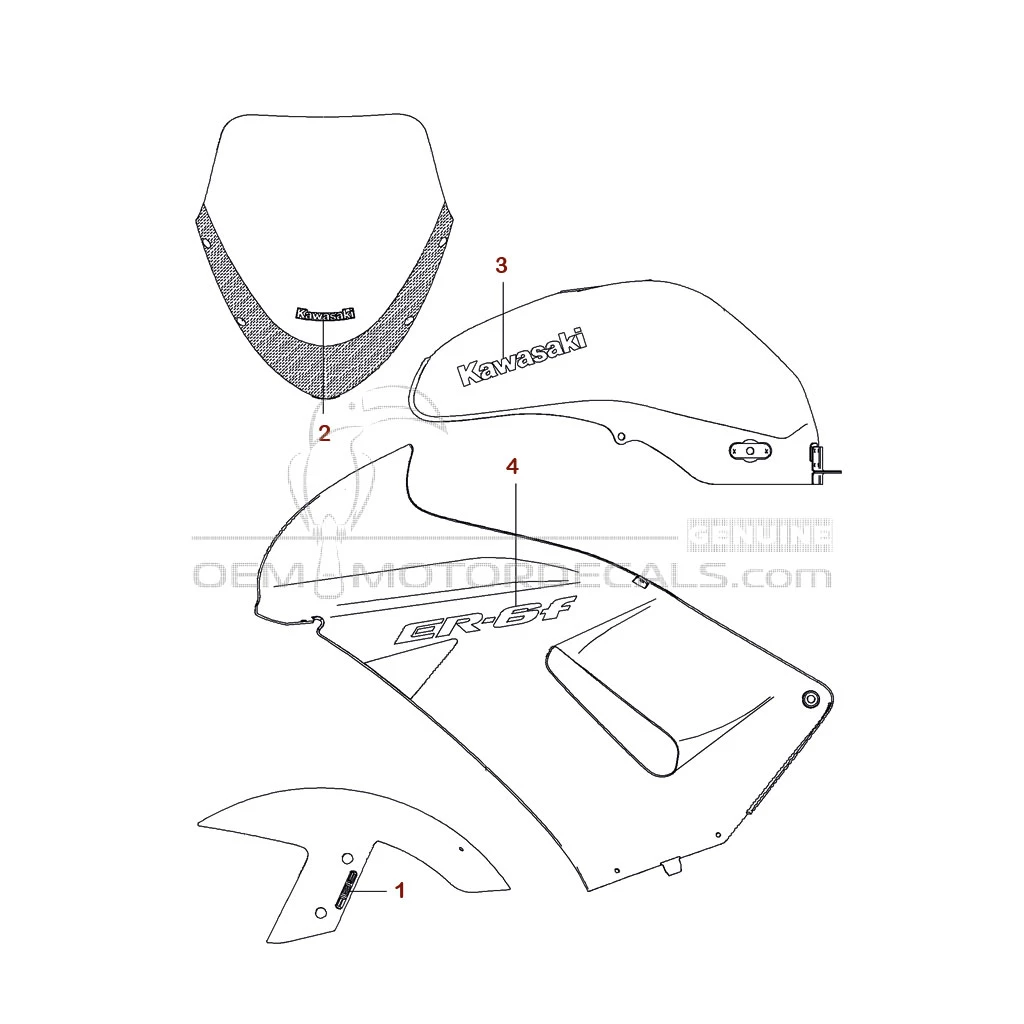 Decals for Kawasaki EX650 ER6F 2007 - Blue • Kawasaki OEM Decals