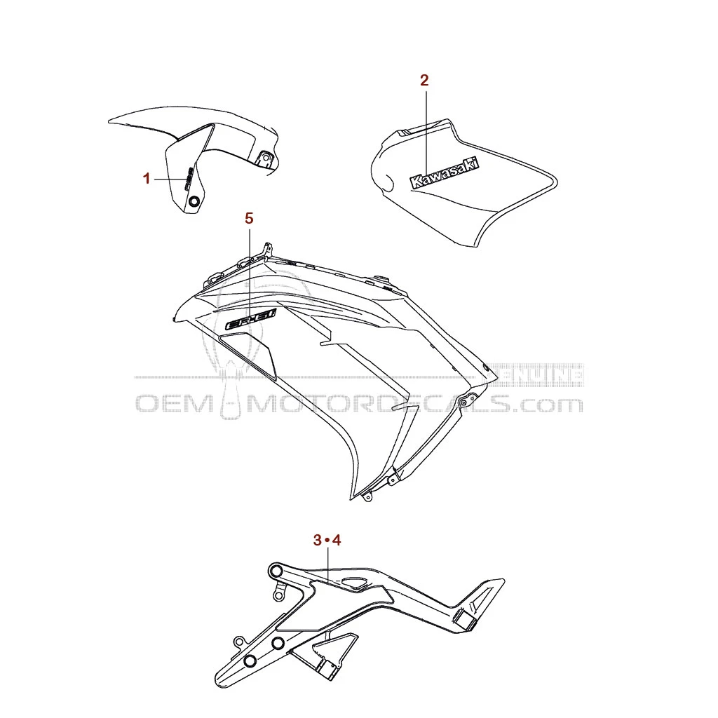 Stickers voor Kawasaki EX650 ER6F 2012 - Groen • Kawasaki OEM Stickers