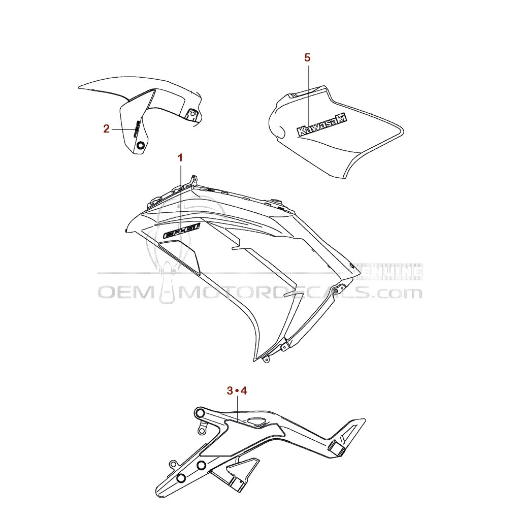 Stickers voor Kawasaki EX650 ER6F 2013 - Groen • Kawasaki OEM Stickers