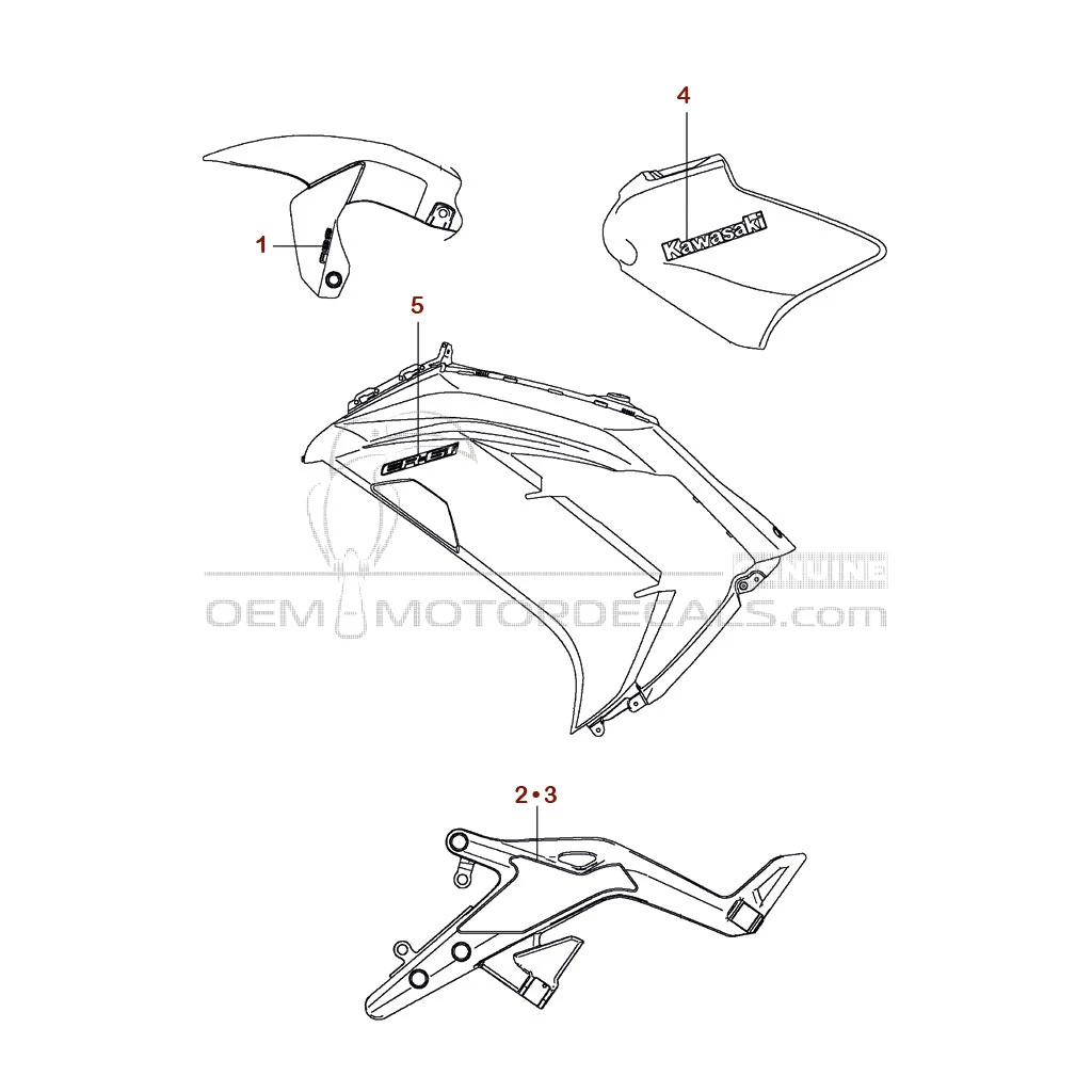 Stickers voor Kawasaki EX650 ER6F 2013 - Wit • Kawasaki OEM Stickers