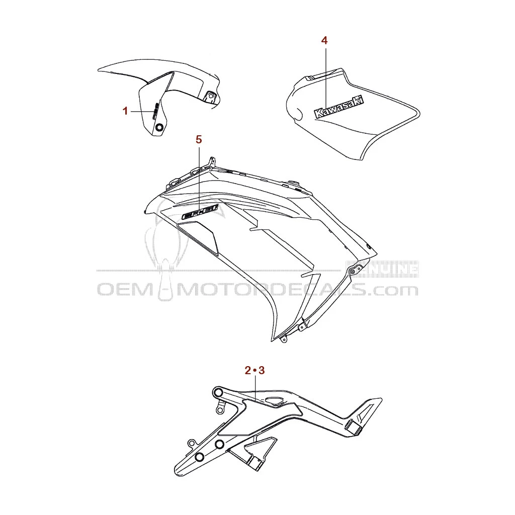 Pegatinas para Kawasaki EX650 ER6F 2014 - Verde • Kawasaki Pegatinas OEM