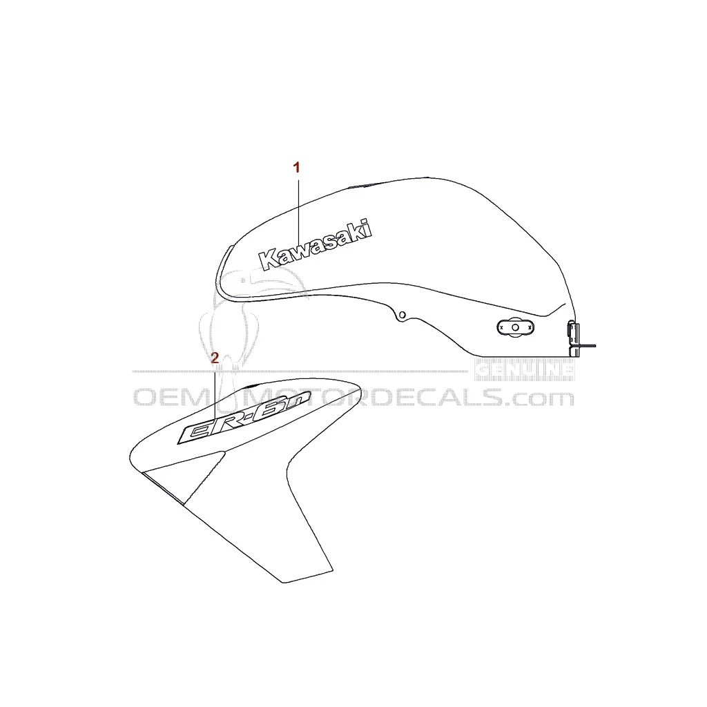 Stickers voor Kawasaki ER650 ER6N 2007 - Oranje • Kawasaki OEM Stickers