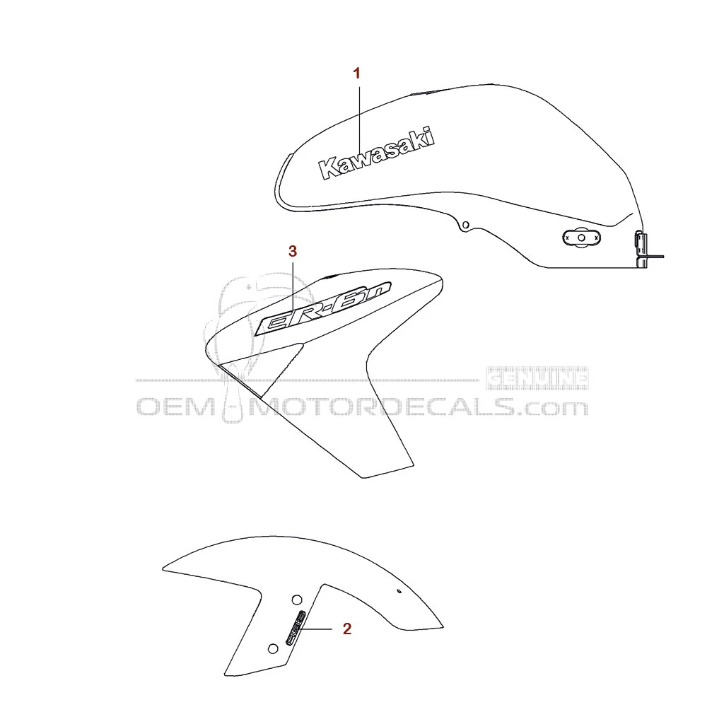 Decals for Kawasaki ER650 ER6N 2008 - Green • Kawasaki OEM Decals
