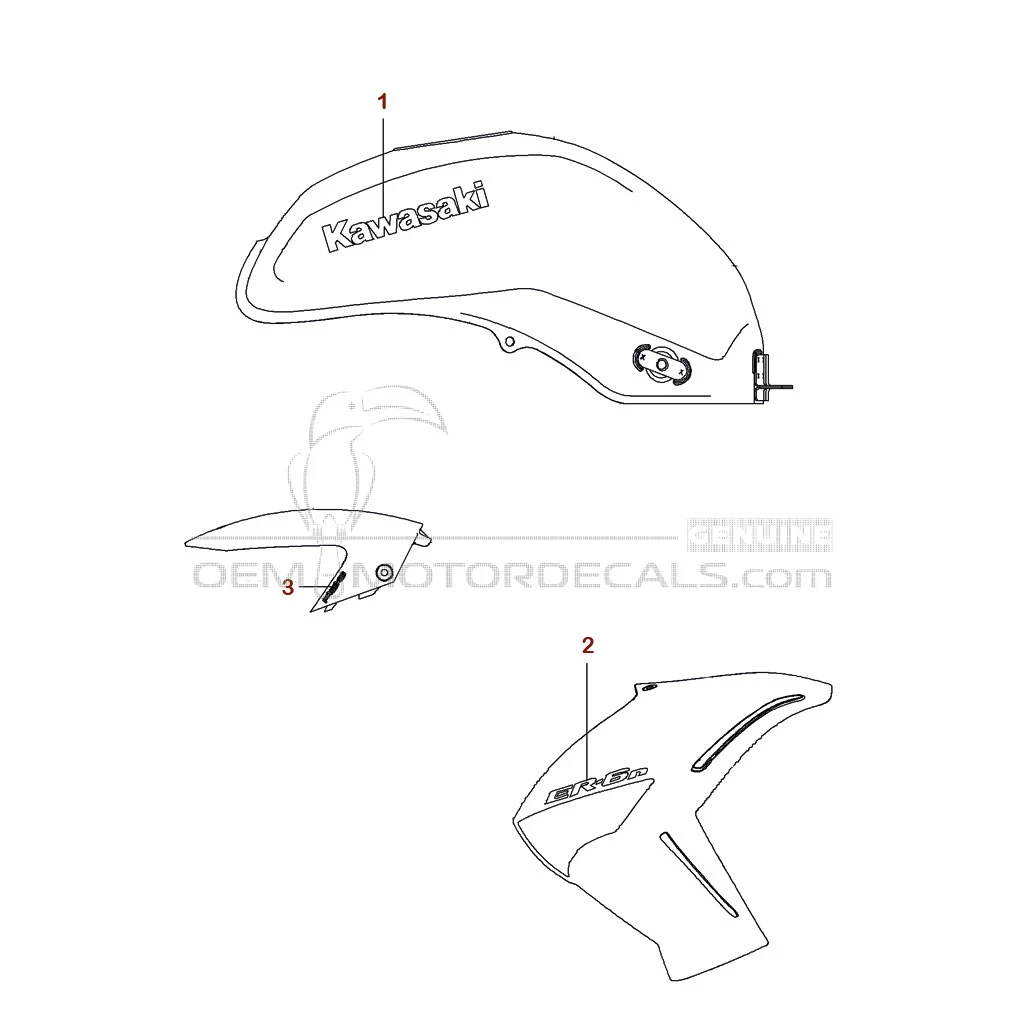 Aufkleber für Kawasaki ER650 ER6N 2010 - Grün • Kawasaki OEM-Aufkleber