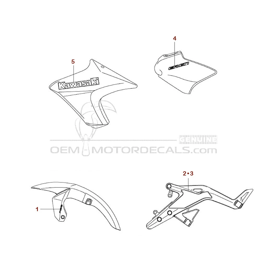 Decals for Kawasaki ER650 ER6N 2014 - Green • Kawasaki OEM Decals