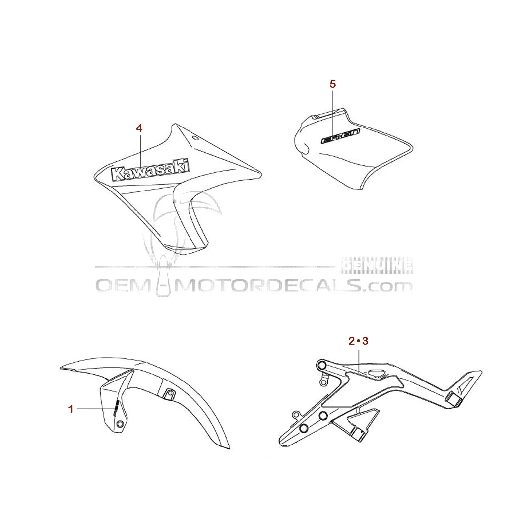 Aufkleber für Kawasaki ER650 ER6N 2014 - Weiss • Kawasaki OEM-Aufkleber