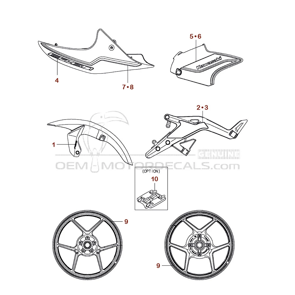Decals for Kawasaki ER650 ER6N 2016 - White • Kawasaki OEM Decals