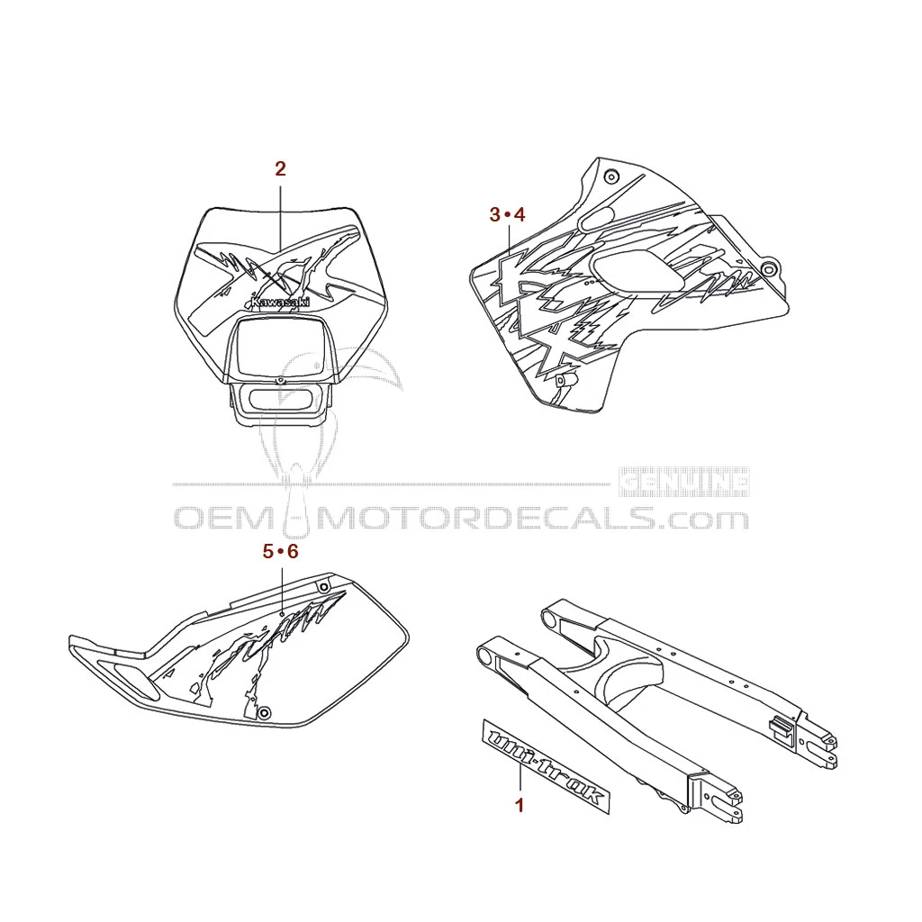 Pegatinas para Kawasaki KLX250 1993 - Verde • Kawasaki Pegatinas OEM