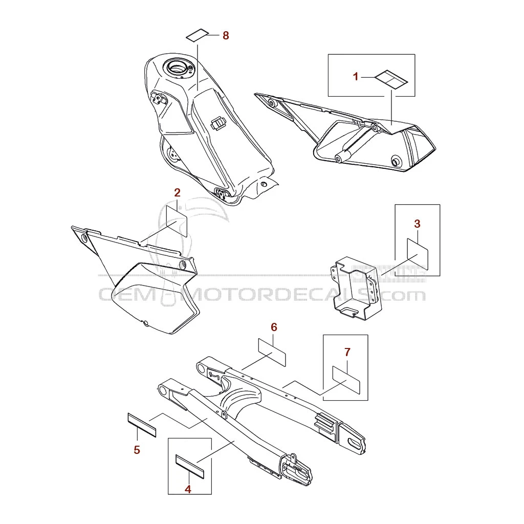 Decals for Kawasaki KLX250 - Caution labels • Kawasaki OEM Decals