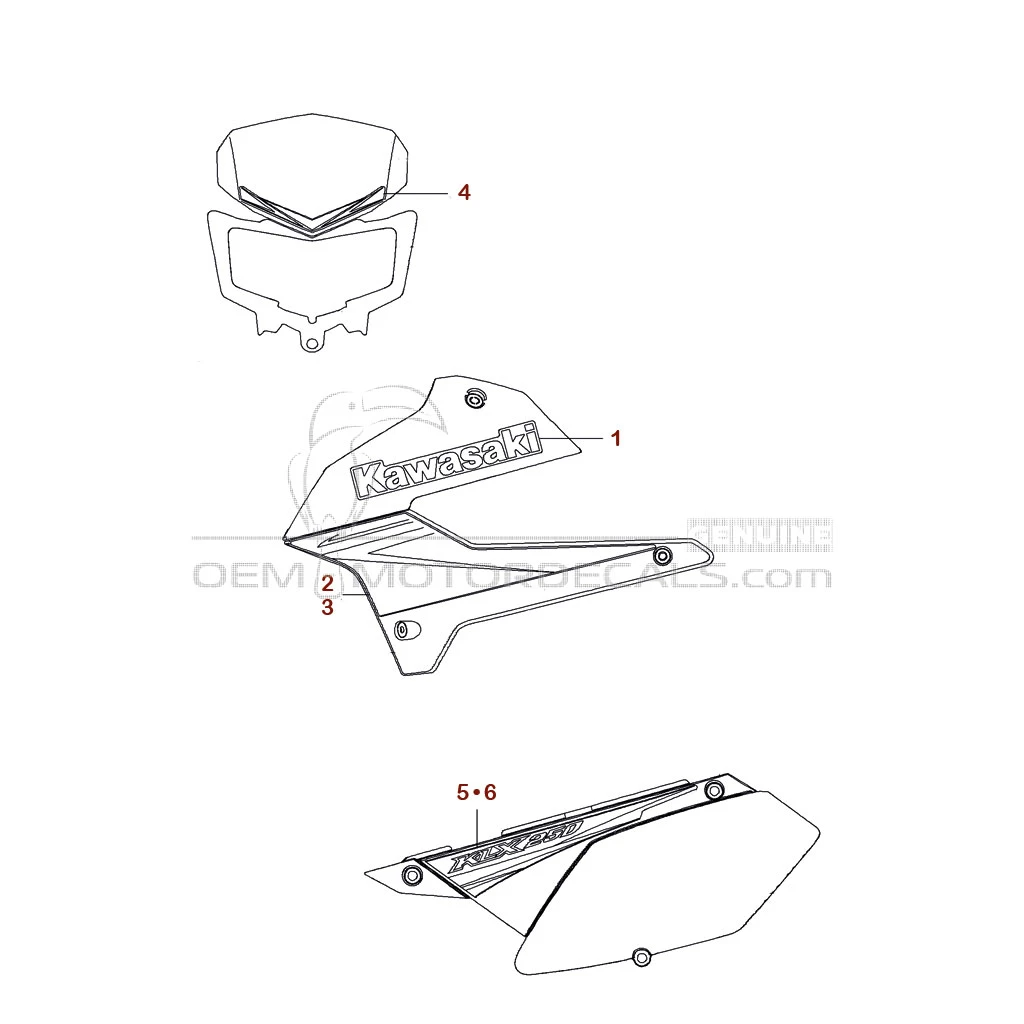 Pegatinas para Kawasaki KLX250 2010 - Verde • Kawasaki Pegatinas OEM