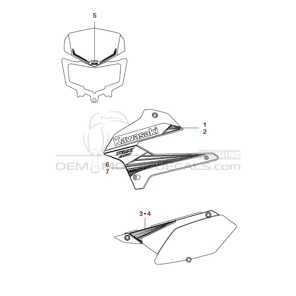 Aufkleber für Kawasaki KLX250 2014 - Grün • Kawasaki OEM-Aufkleber