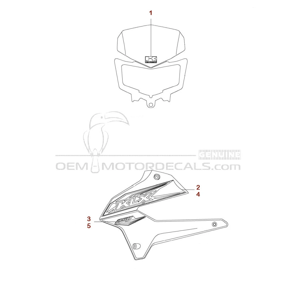 Pegatinas para Kawasaki KLX250 2018 - Verde • Kawasaki Pegatinas OEM