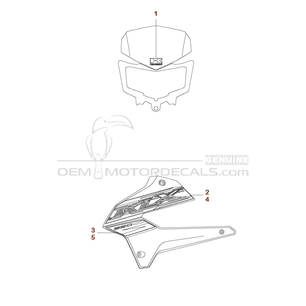 Decals for Kawasaki KLX250 2019 - Gray • Kawasaki OEM Decals