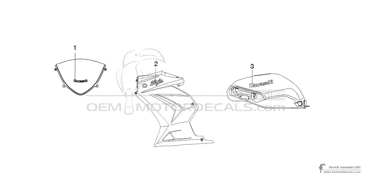 Naklejki do Kawasaki NINJA 250R 2011 - Czarny • Kawasaki Naklejki OEM