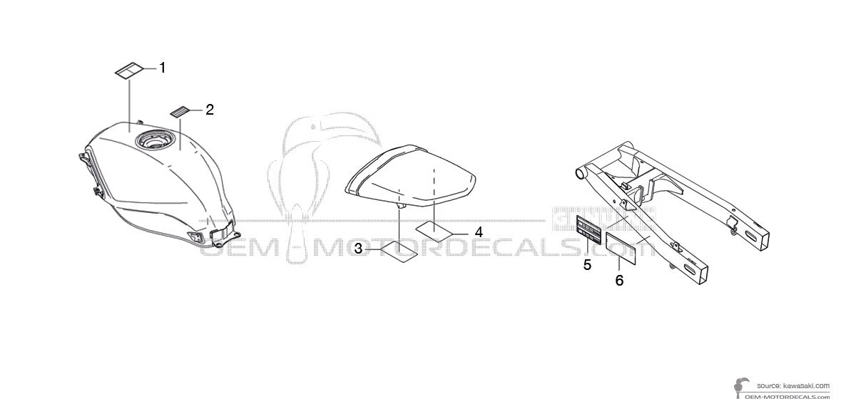 Stickers voor Kawasaki NINJA 250R - Voorzichtigheid labels • Kawasaki OEM Stickers