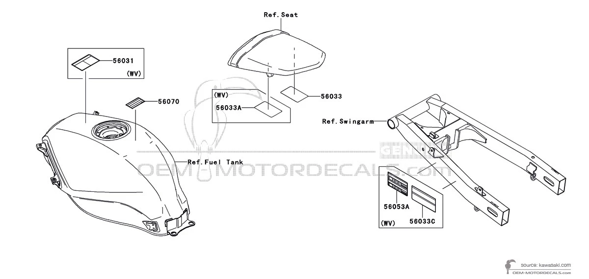 Decals for Kawasaki NINJA 250R - Caution labels • Kawasaki OEM Decals