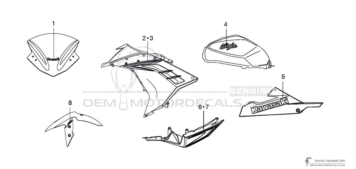 Naklejki do Kawasaki NINJA 300 2016 - Czarny • Kawasaki Naklejki OEM