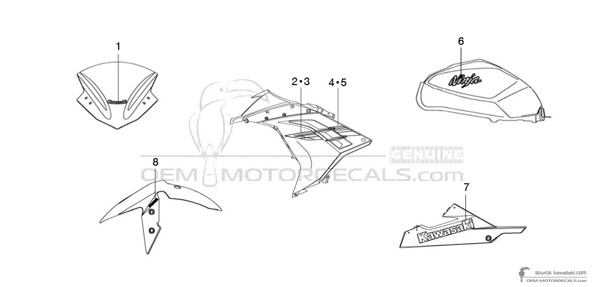 Stickers voor Kawasaki NINJA 300 2017 - Blauw • Kawasaki OEM Stickers