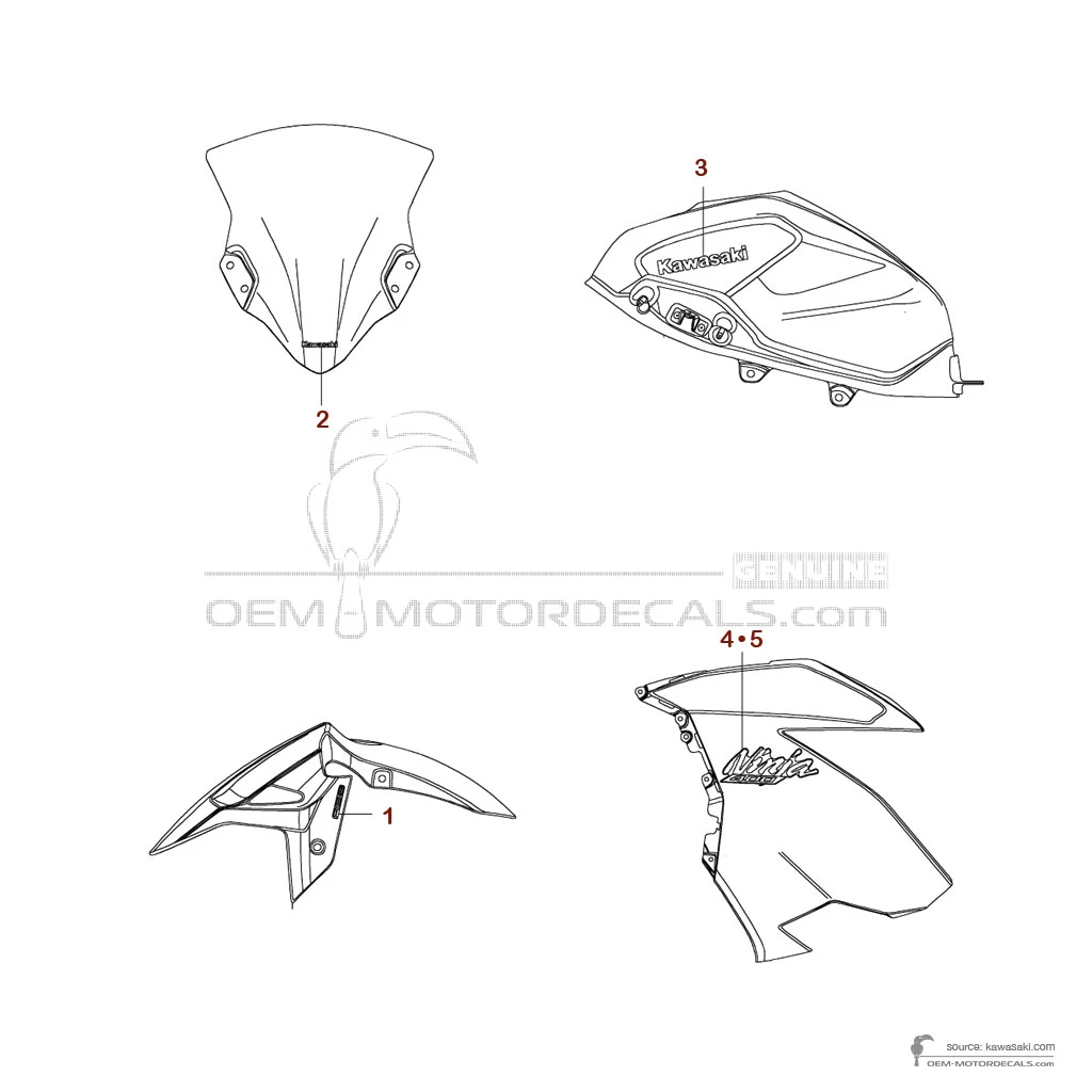 Decals for Kawasaki NINJA 400 2021 - Black • Kawasaki OEM Decals