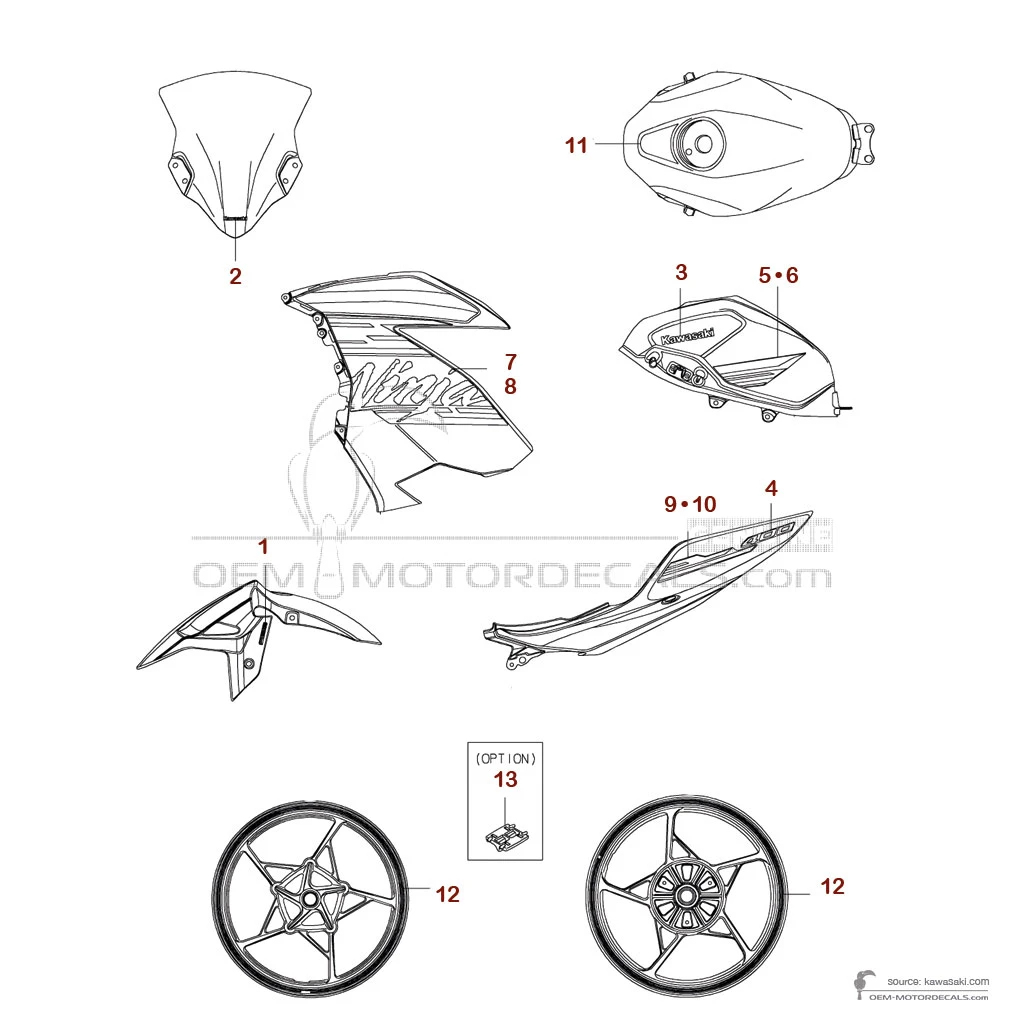 Decals for Kawasaki NINJA 400 2021 - Blue • Kawasaki OEM Decals