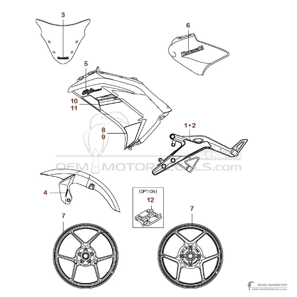 Stickers voor Kawasaki NINJA 650 2016 - Groen • Kawasaki OEM Stickers