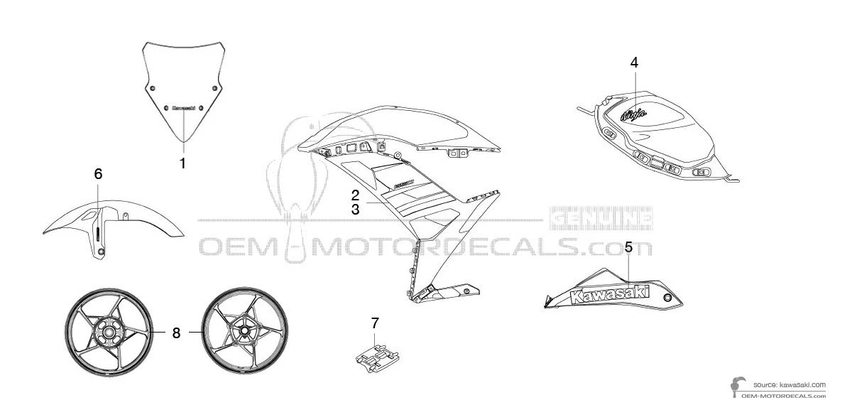 Aufkleber für Kawasaki NINJA 650 2019 - Schwarz • Kawasaki OEM-Aufkleber