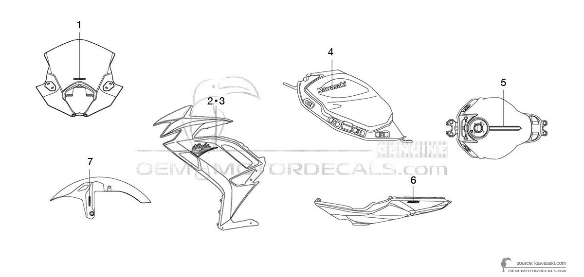 Adesivi per Kawasaki NINJA 650 2020 - Nero • Kawasaki Adesivi OEM