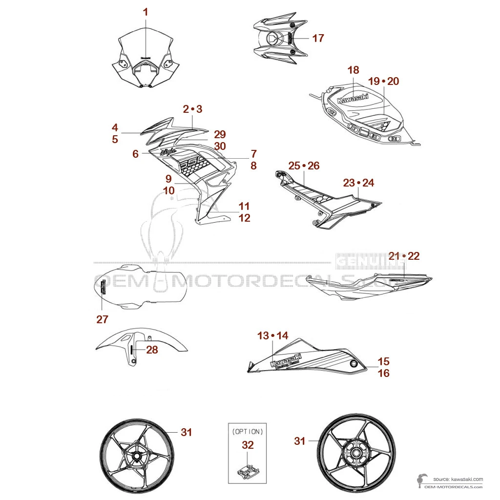 Decals for Kawasaki NINJA 650 2020 - Green Black • Kawasaki OEM Decals