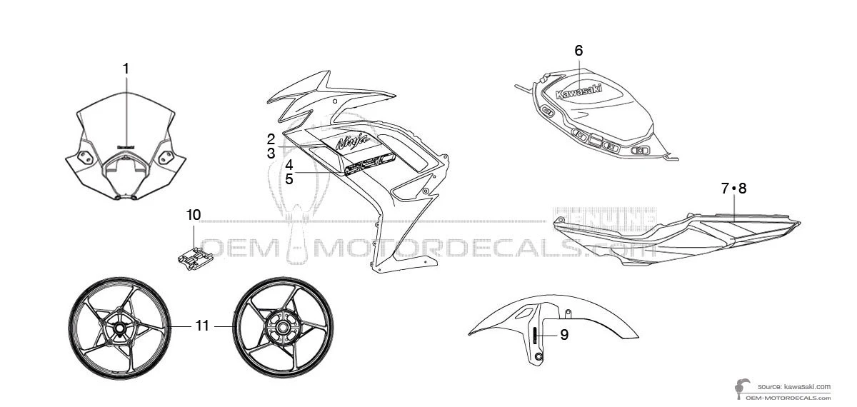 Adesivi per Kawasaki NINJA 650 2023 - Bianco • Kawasaki Adesivi OEM