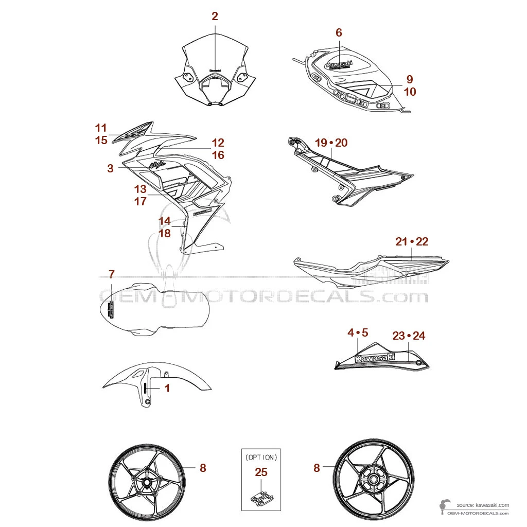 Stickers voor Kawasaki NINJA 650 2024 - Groen • Kawasaki OEM Stickers