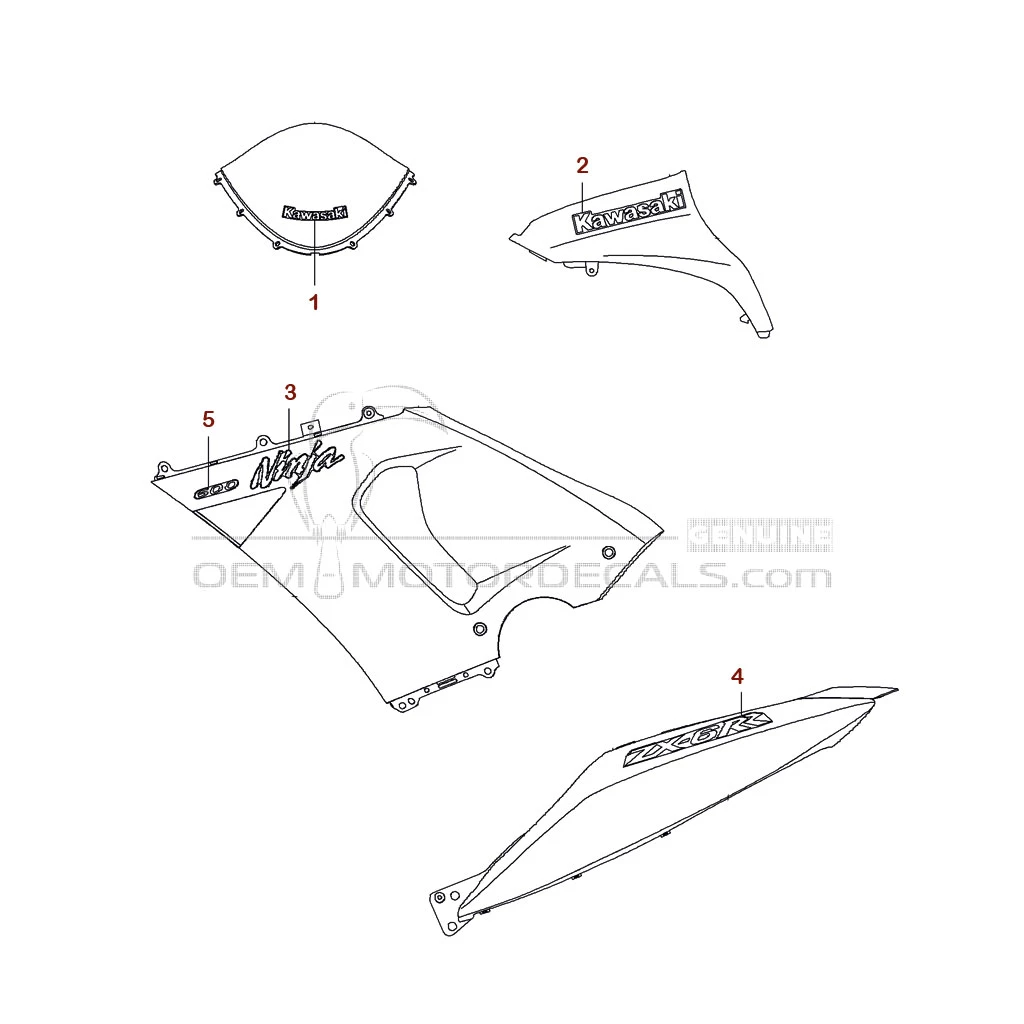 Stickers voor Kawasaki NINJA ZX6RR 2005 - Groen • Kawasaki OEM Stickers