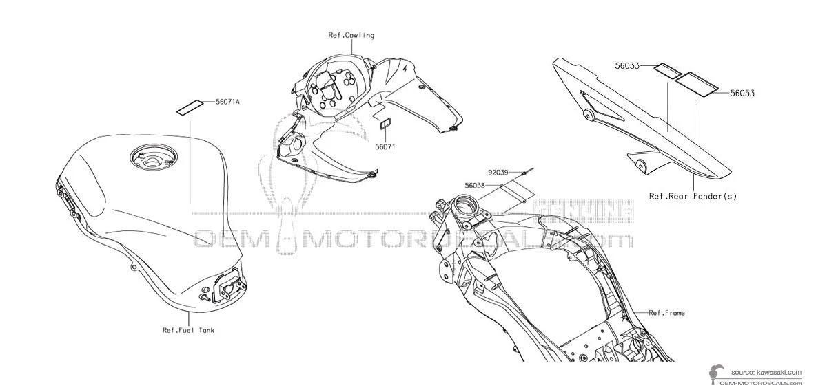 Adesivi per Kawasaki Z1000SX - Etichette di avvertenza • Kawasaki Adesivi OEM