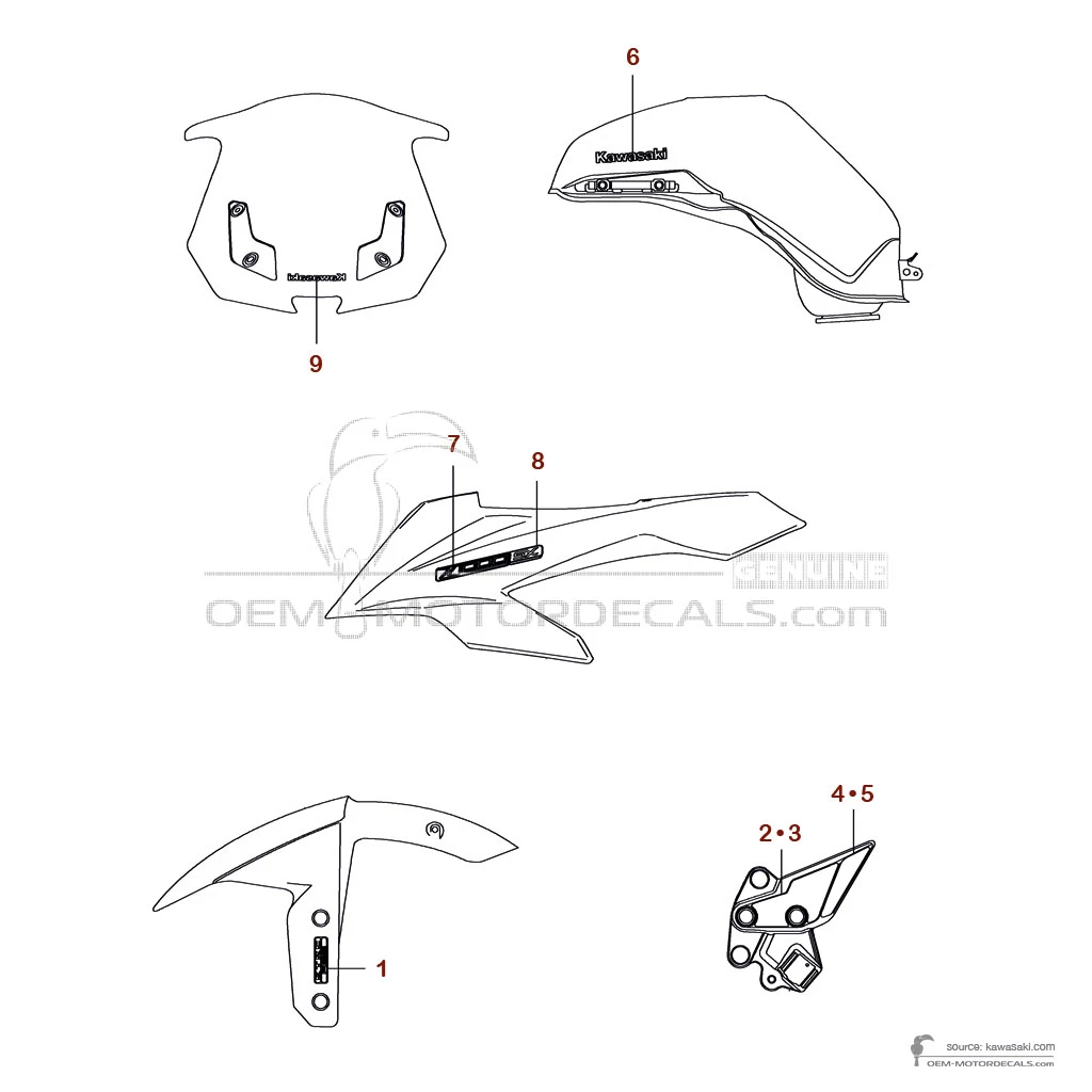 Naklejki do Kawasaki Z1000SX 2017 - Pomarańczowy • Kawasaki Naklejki OEM