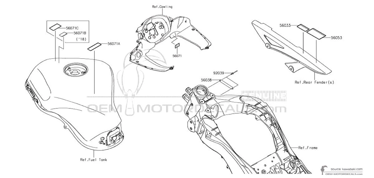 Decals for Kawasaki Z1000SX - Caution labels • Kawasaki OEM Decals