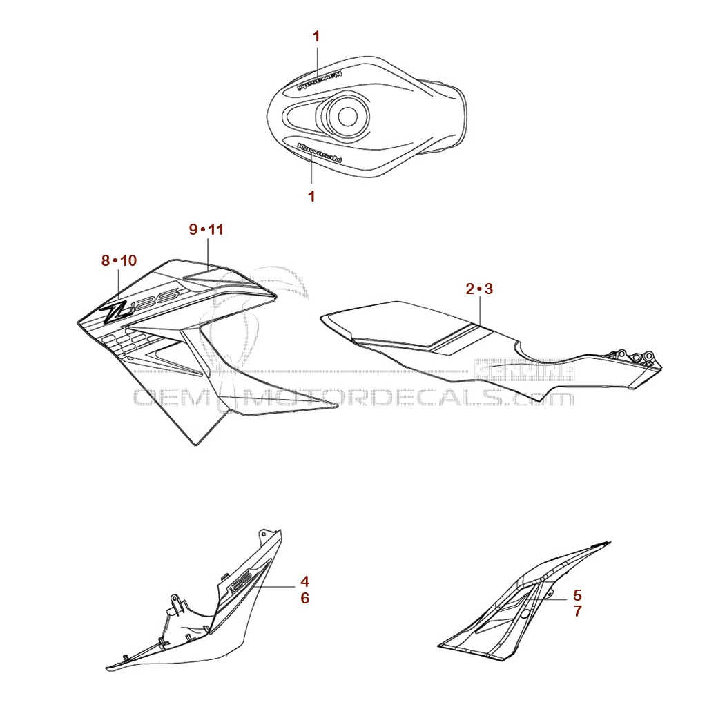 Stickers voor Kawasaki Z125 2019 - Blauw • Kawasaki OEM Stickers