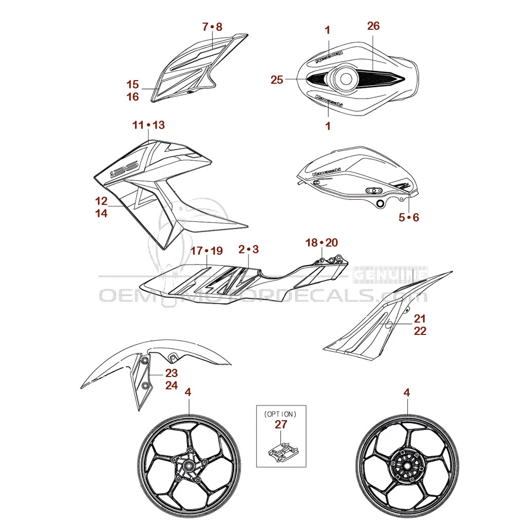 Naklejki do Kawasaki Z125 2022 - Biały • Kawasaki Naklejki OEM