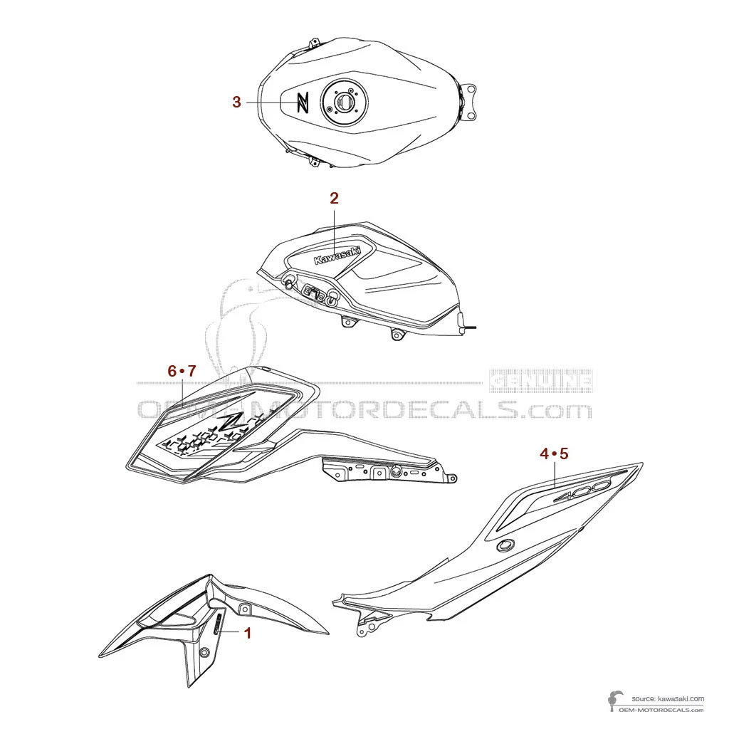 Pegatinas para Kawasaki Z400 2020 - Gris • Kawasaki Pegatinas OEM