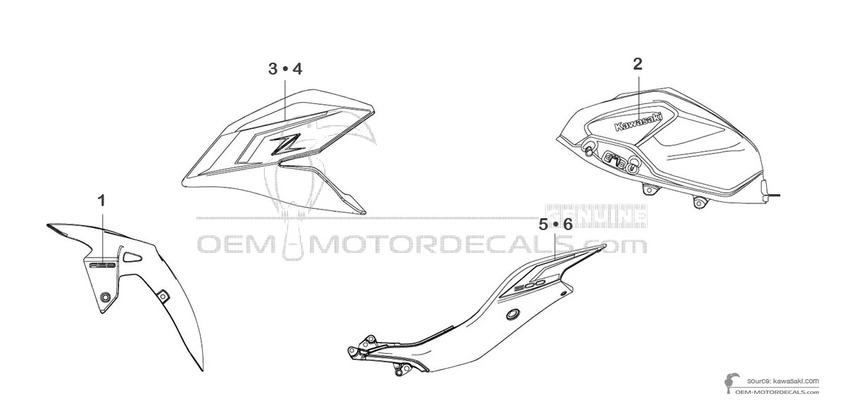 Adesivi per Kawasaki Z500 2025 - Nero • Kawasaki Adesivi OEM