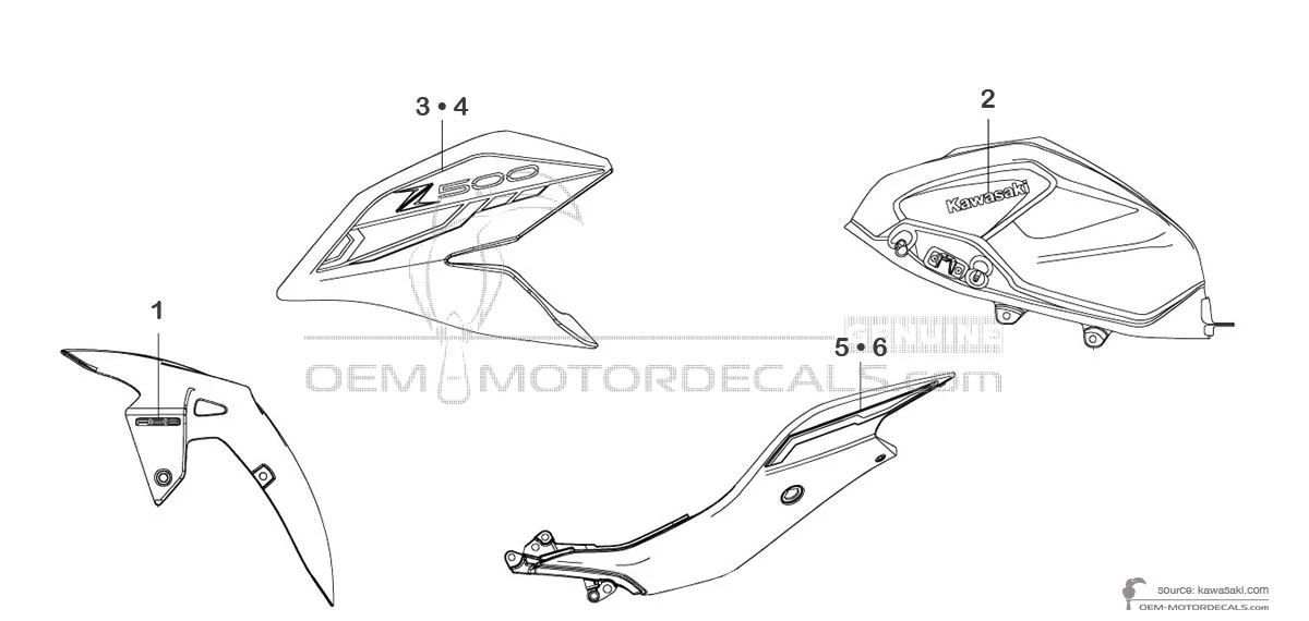 Stickers voor Kawasaki Z500SE 2025 - Zwart Rood • Kawasaki OEM Stickers